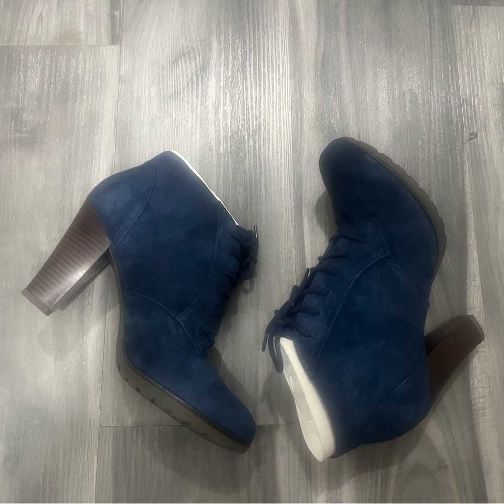 Stylish Blue Suede Ankle Boots